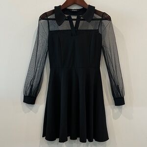 Allegra K Black Dress with Sheer Sleeves